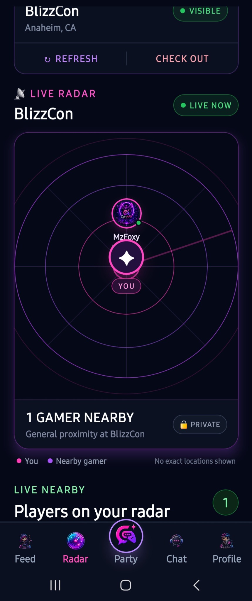 ConAFK Live Radar screen